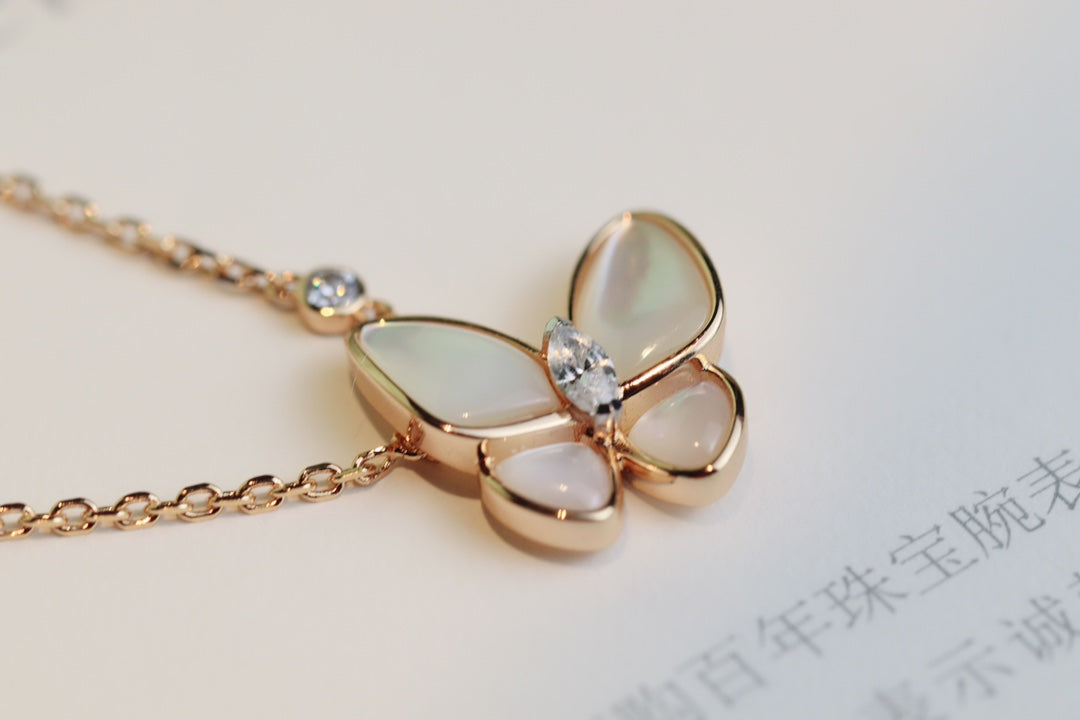 Butterfly Necklace in 18K Rose Gold Plating