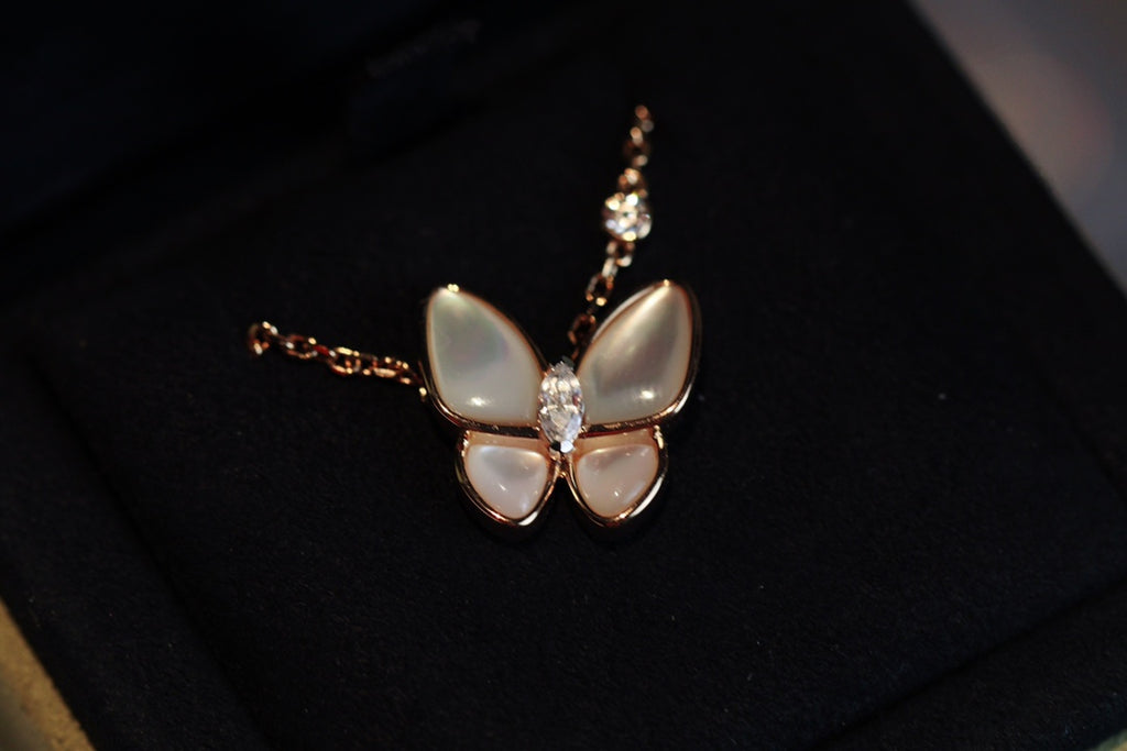 Butterfly Necklace in 18K Rose Gold Plating
