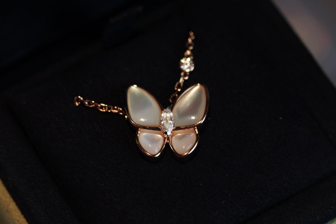 Butterfly Necklace in 18K Rose Gold Plating