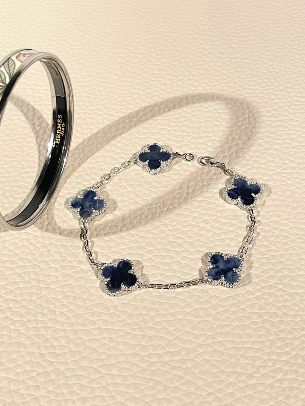 Pietersite Clover Bracelet in 18K White Gold Plating