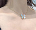 Mother of Pearl Butterfly Necklace in Rose Gold