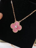 Pink Ceramic Alhambra Necklace, 18K Yellow Gold
