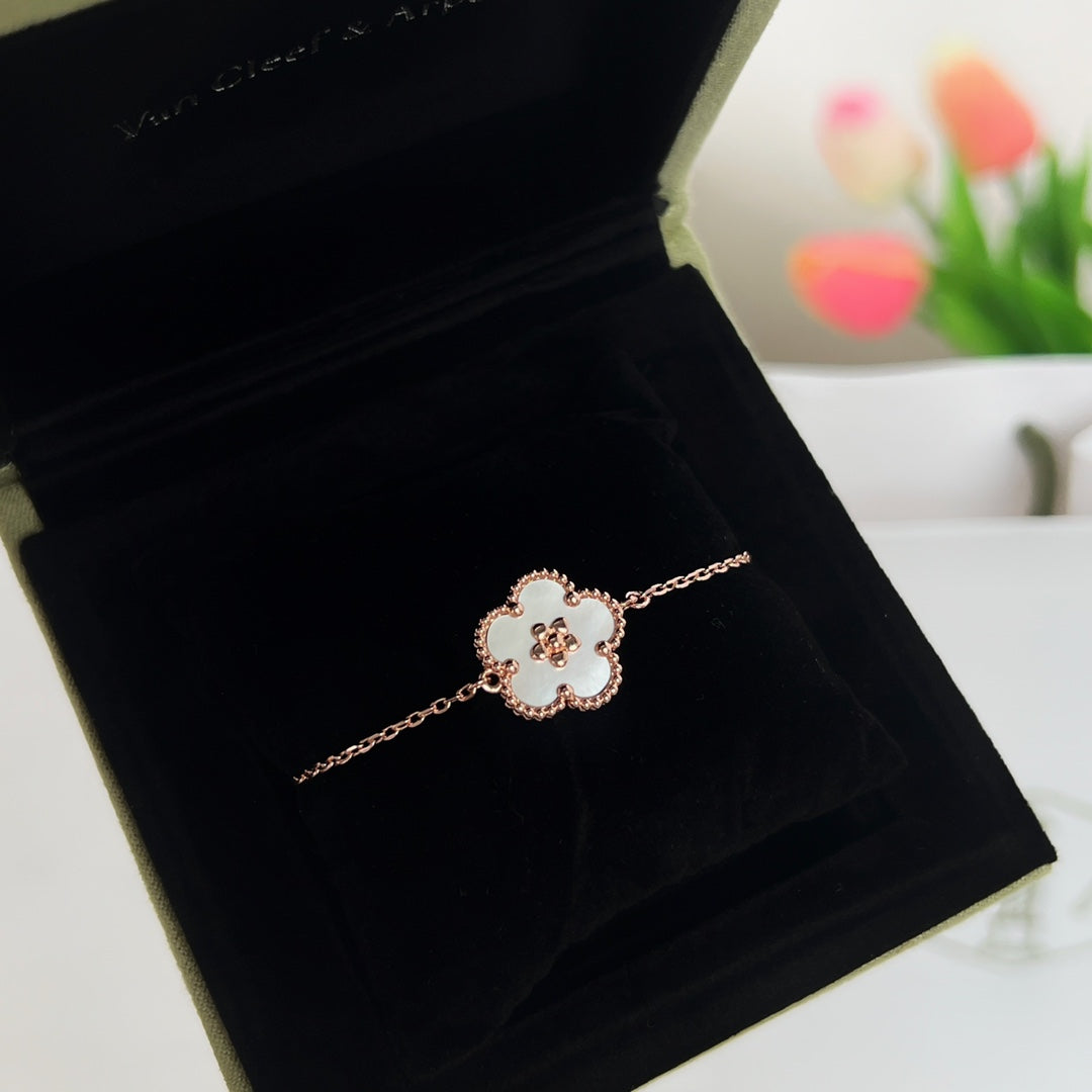 18K Gold Plated, Lucky Spring Series Jewelry Set, Rose Gold, Bracelet, Pendent Necklace, Earrings, Luxury Packing
