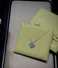 [2026 Chrismas Edition] 18K Gold Plated Alhambra Necklace, Yellow Gold with Blue Ceramic, with VCA Necklace box set