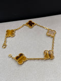 [RARE SALE] Tiger Eye Bracelet, Yellow Gold 5 motifs, 19 cm, VCA Packaging