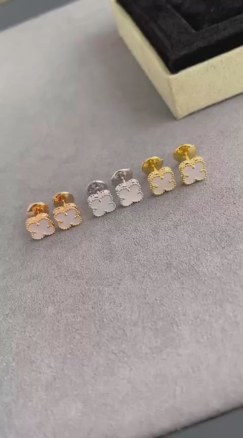 Sweet Clovers Studs, 9mm, 18K Gold Plated, VCA Packaging