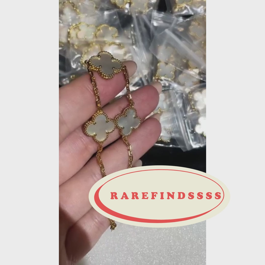 18K Gold Plated, Mother of Pearl Bracelet, Yellow Gold, 19 cm, VCA Packing