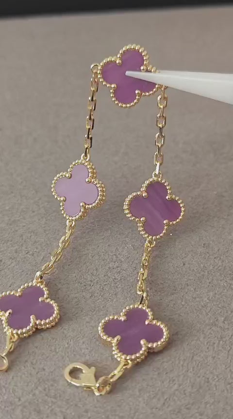 Charoite Alhambra Bracelet in 18K Yellow Gold